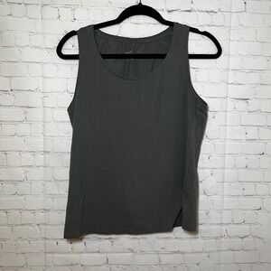 Pact Womens Organic Cotton Stretch Scoop Neck Tank Top Green Grey Size M